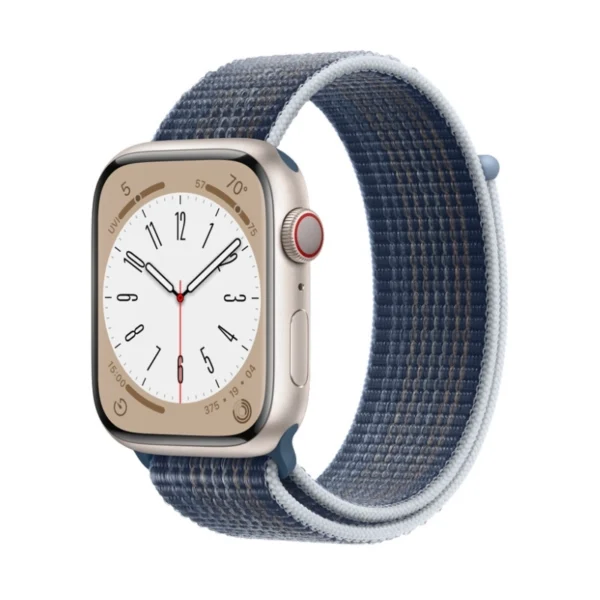 Apple-Watch-Series-8-Storm-Blue-Starlight-Aluminum-Case-with-Sport-Loop