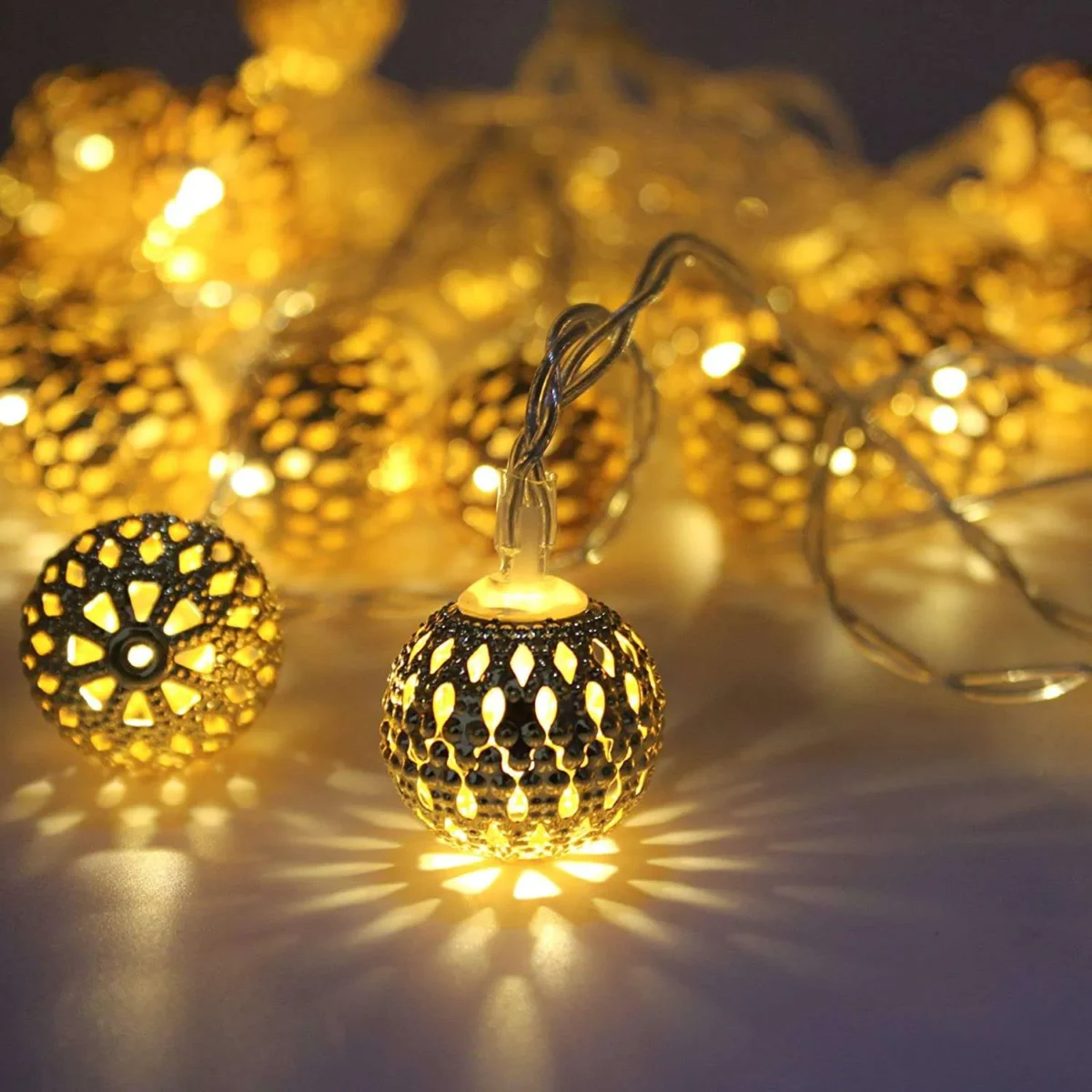 Golden LED Metal Ball Fairy Lights