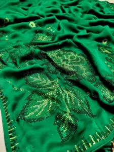 Party Wear Saree for Unmarried Girl Green