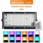RGB LED Flood Light- Remote Controlled IP65 Waterproof Landscape & Outdoor Lighting (50W, AC220V)