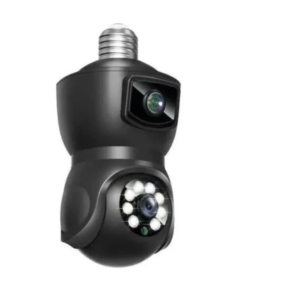 V380 E9 Dual Lens Bulb PTZ IP Camera-Black color