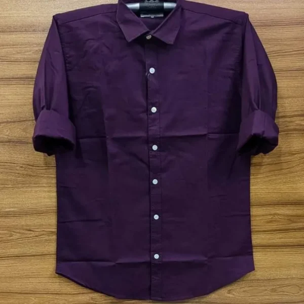 Men's Long Sleeve Solid Shirt-Purple color