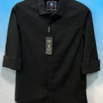 Men's Long Sleeve Solid Shirt-Black color