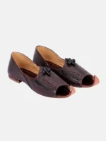 Chocolate Leather Kolhapuri Nagra Shoe (Brown)