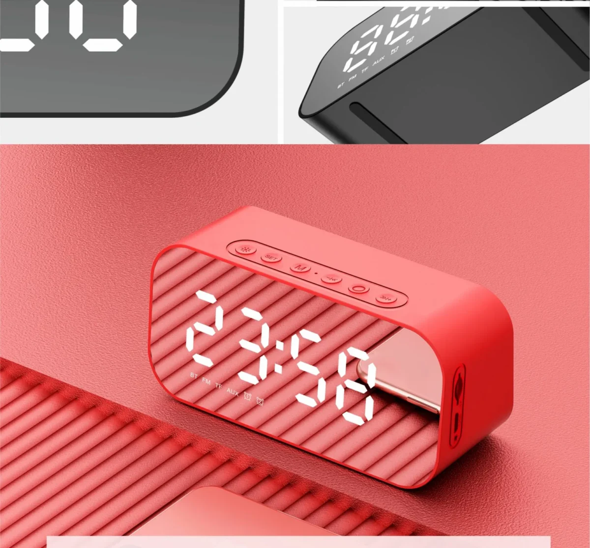 Havit M3 multi-function digital alarm clock wireless speaker (P-488) - (Red)