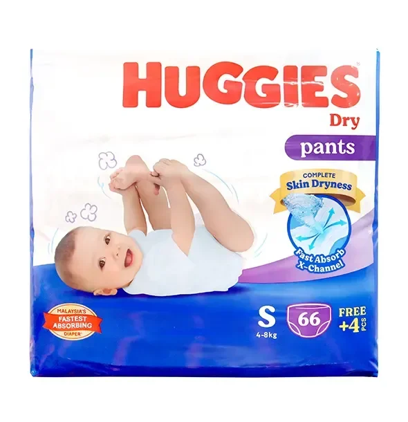 Huggies Dry Pants Baby Diaper (4-8kg) S66 + 4 Free Diaper