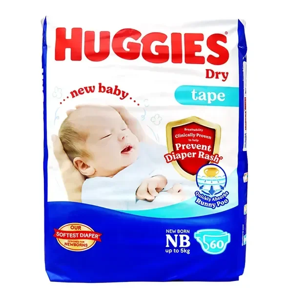 Huggies Dry Tape Baby Diaper (Up to 5 Kg) - NB60