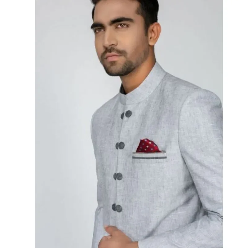 Men's Silk Sherwani - (white Titanium)