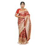 Floral Woven Pure Banarasi Silk Saree in Red