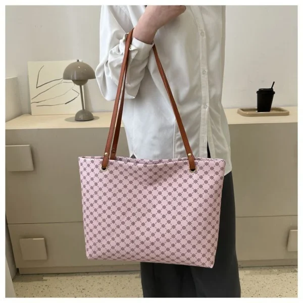 GEOMETRIC PATTERN SHOULDER TOTE BAG DOUBLE HANDLE- RM40 (P-506) (pink)