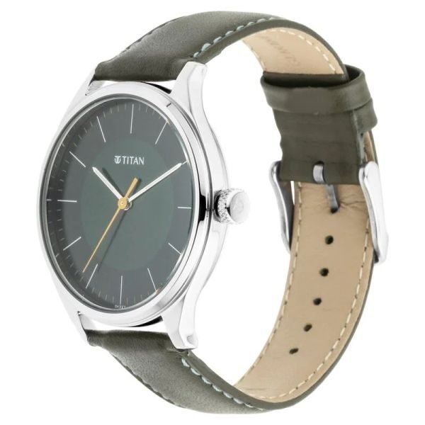 Titan Workwear Men’s Urban Edge Lustrous Green Dial Leather Watch- NP1802SL04