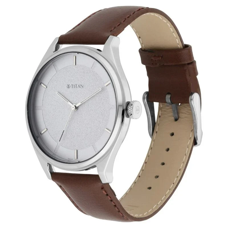 Titan Men’s Classic Watch: Gradient Dial & Sleek Markings with Leather Strap (NS1802SL13)