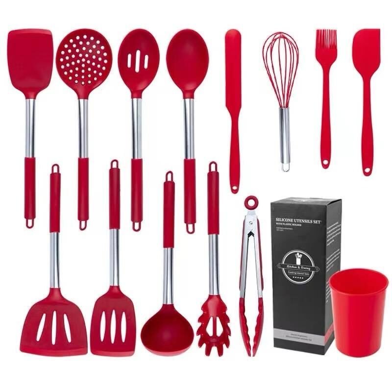 Food Grade 13 Pieces Spoons Handle Silicone Kitchen Utensils Items Kitchen Cooking Accessories Tool Set